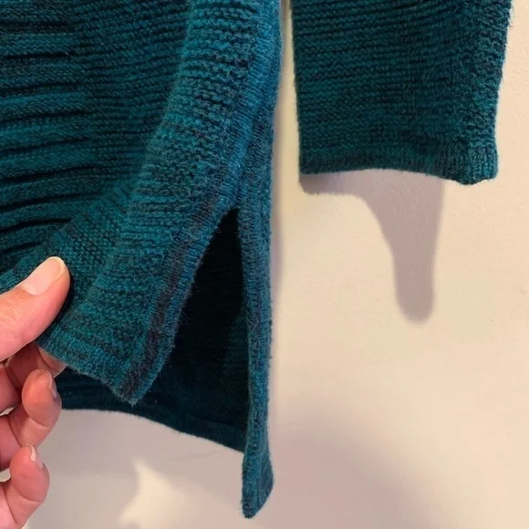 Ellen Tracy Emerald Green Black V-Neck Long Sleeve Knit Sweater Women's Small - Picture 3 of 4